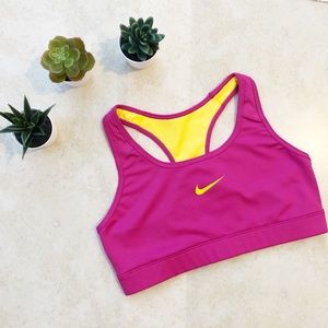 Nike Sports Bra Hot Pink Yellow Sz Medium